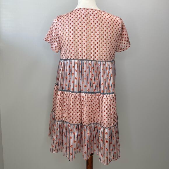Urban Outfitters UO Pippa Chiffon Tiered Floral Flowy Mini Dress Size XS - Picture 7 of 11
